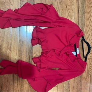 Red LF ruffle blouse